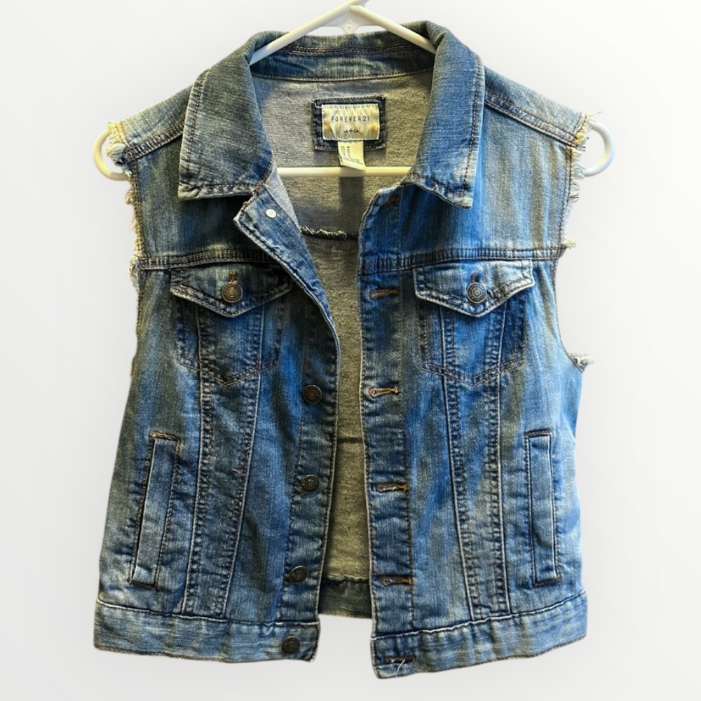 Distressed Blue Denim Vest